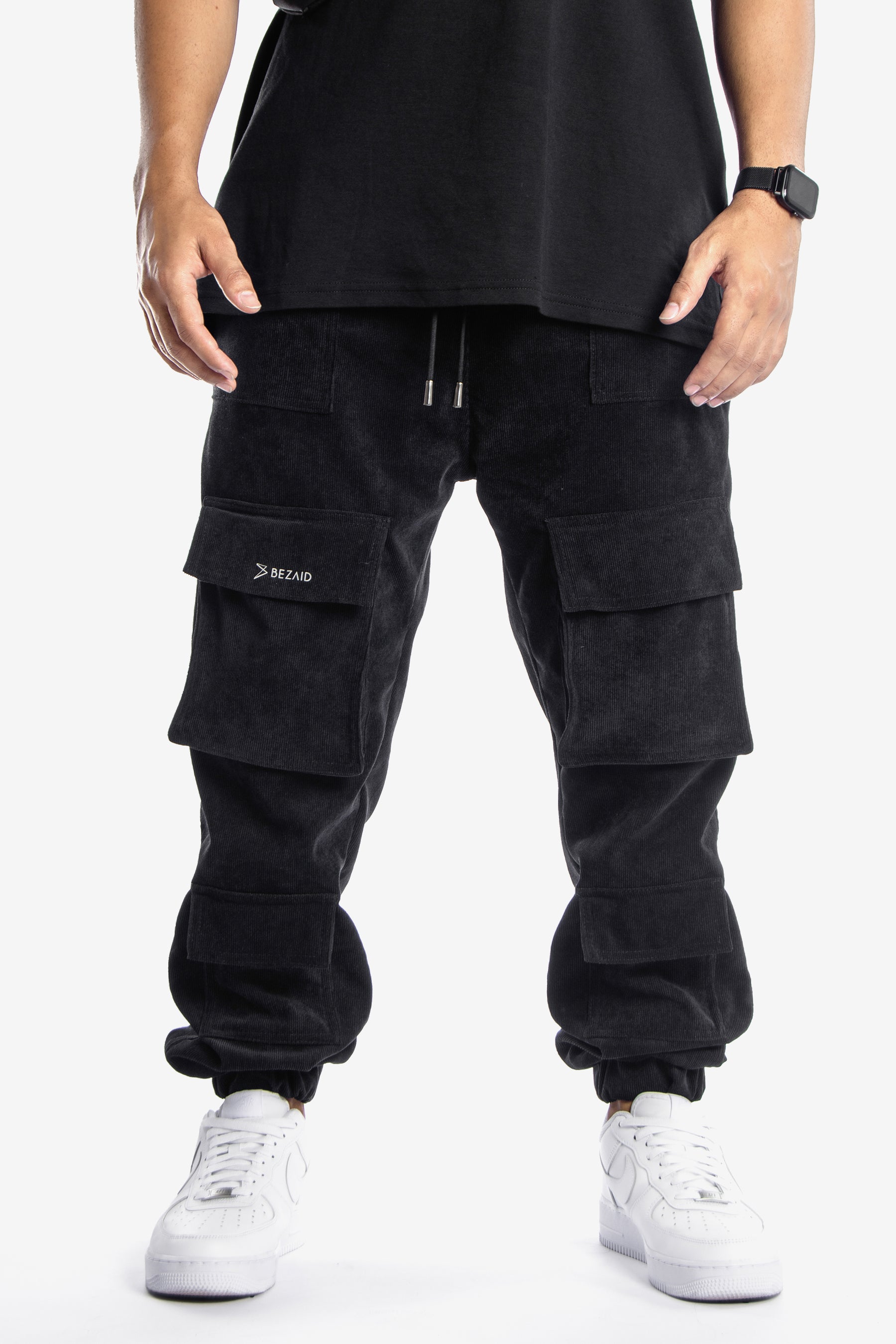 Jogger Cargo Corduroy - Tapered Fit, Black