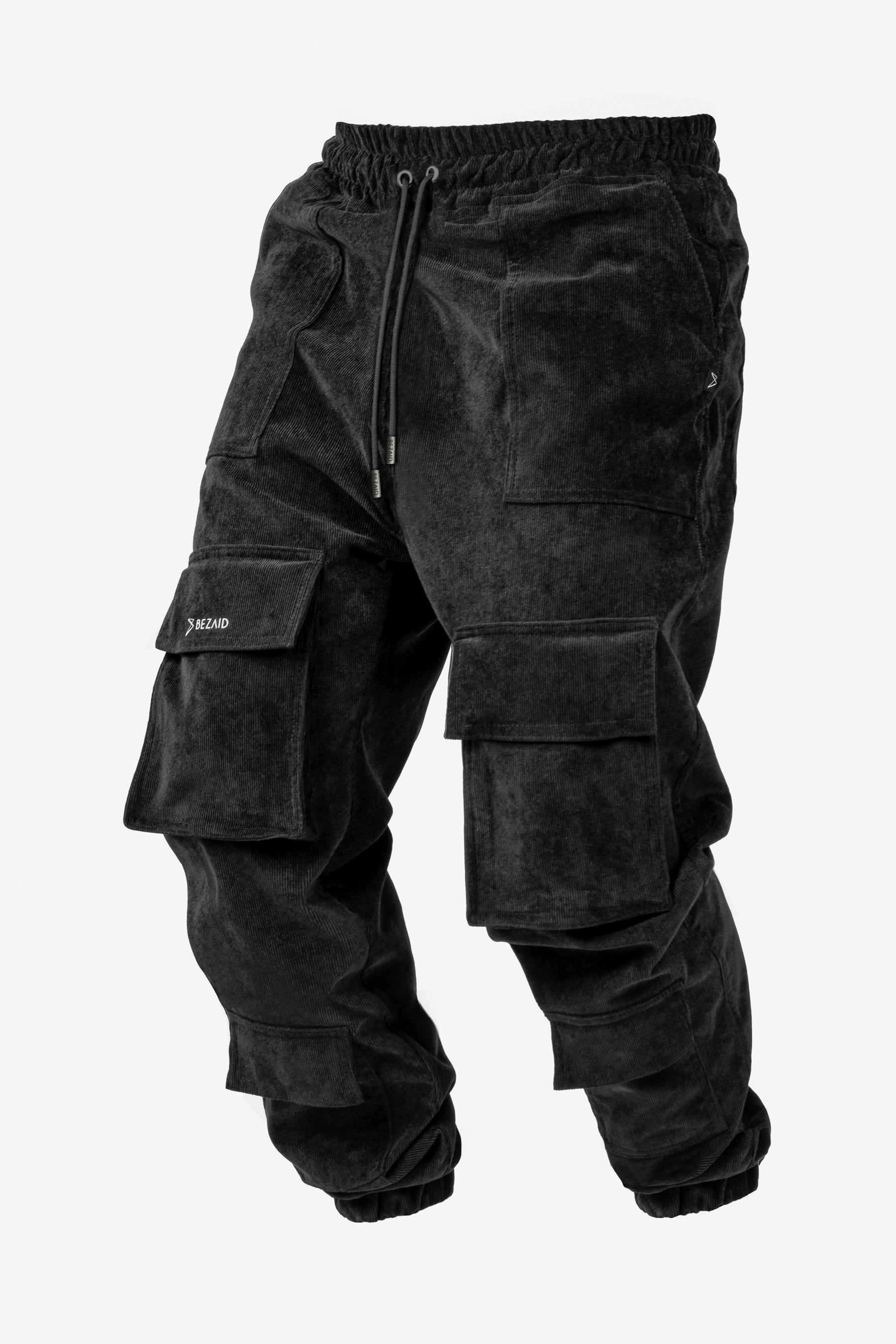 Jogger Cargo Corduroy - Tapered Fit, Black